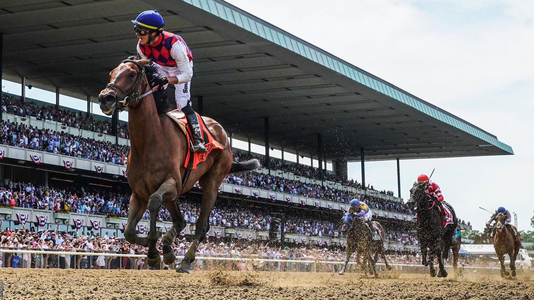 Elmont, New York, US, 8 June: Guarana with Jose Ortiz up wins the Acorn Stakes at Belmont Park Race Track in Elmont, New York. (Photo by Horsephotos/Getty Images)