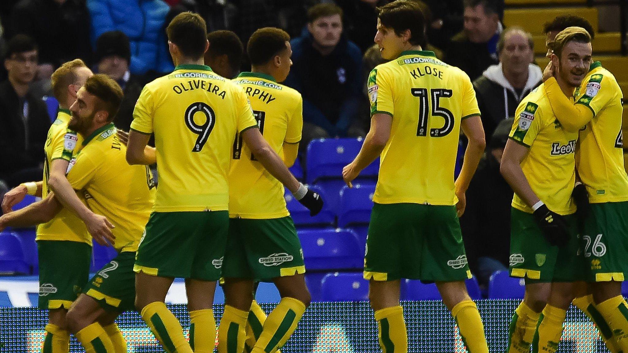 Norwich's first goal scorer Alex Pritchard (far left) was making only his fourth start of the season after four months out with an ankle injury