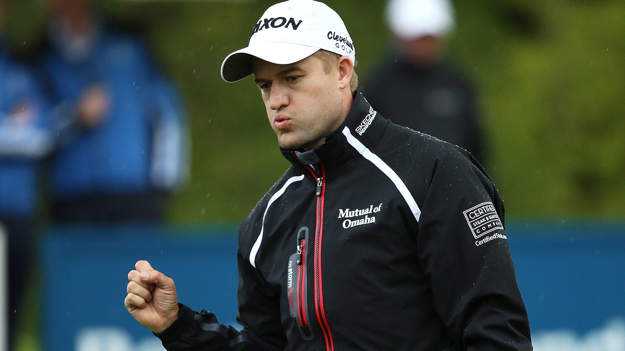 Russell Knox celebrates a putt at the Irish Open