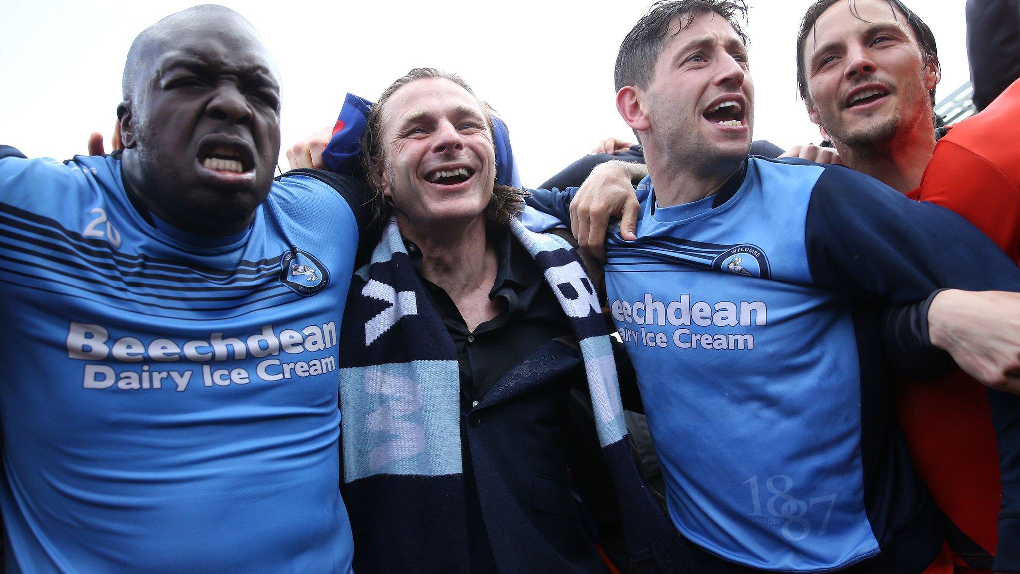 Wycombe celebrate promotion from League Two