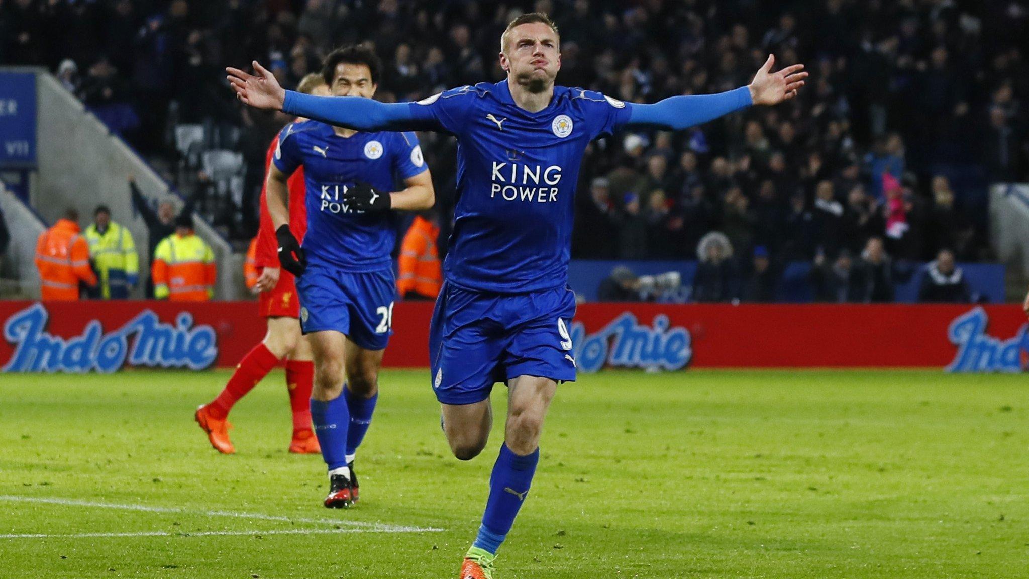 Jamie Vardy celebrates