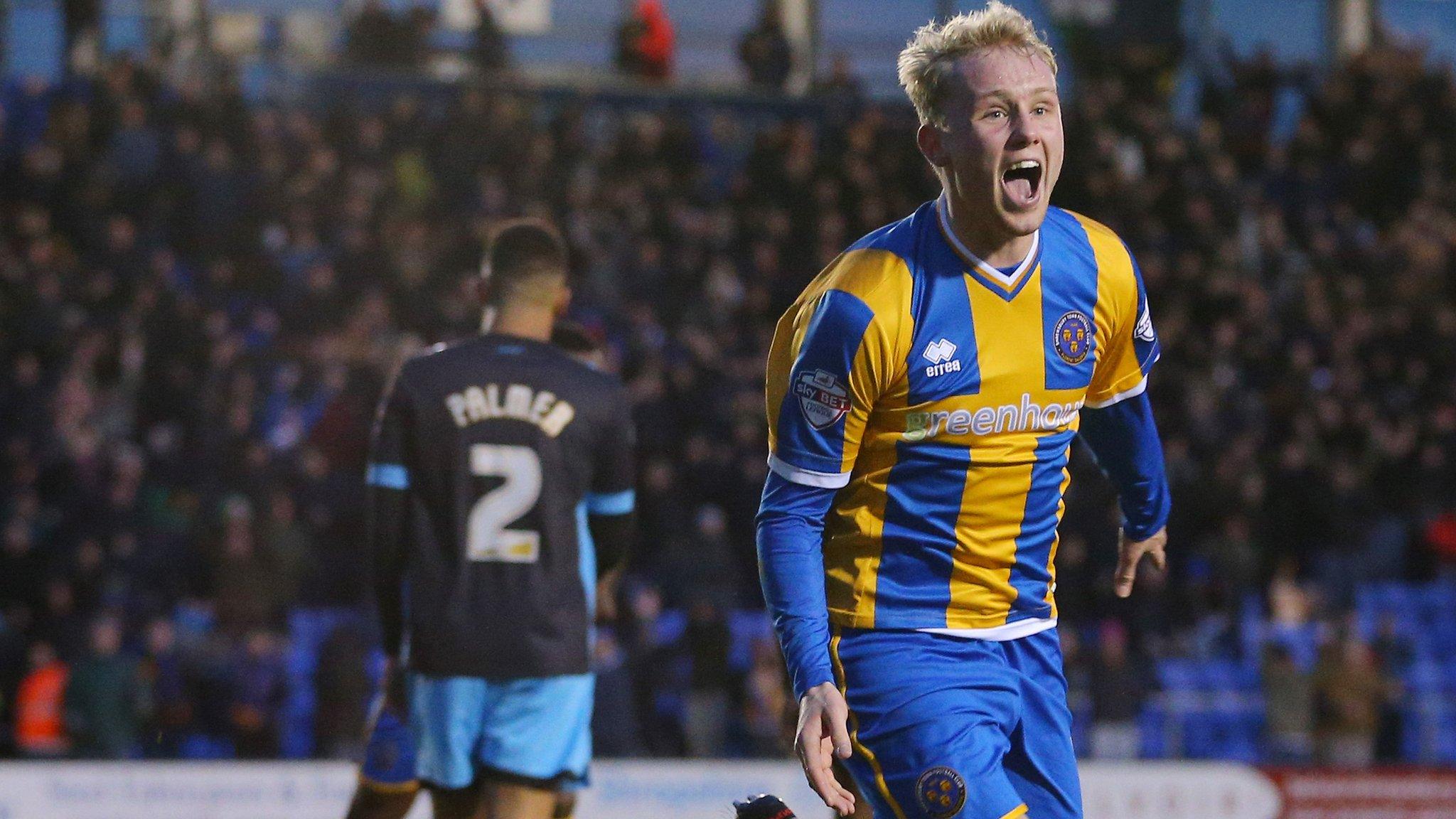 Jack Grimmer celebrates Shrewsbury's winning goal