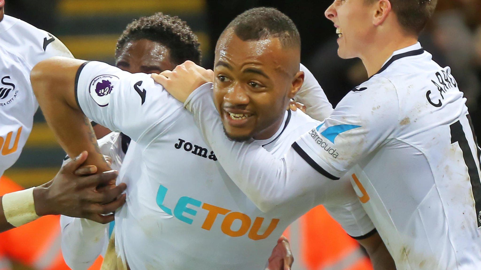 Jordan Ayew celebrates his goal.