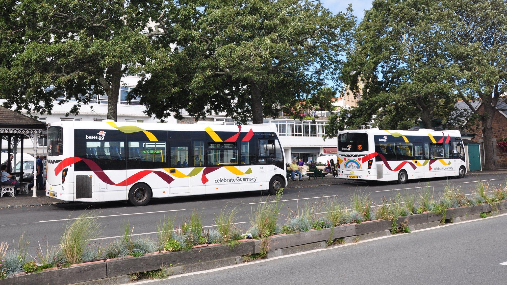 Buses at the bus terminal, St Peter Port, Guernsey