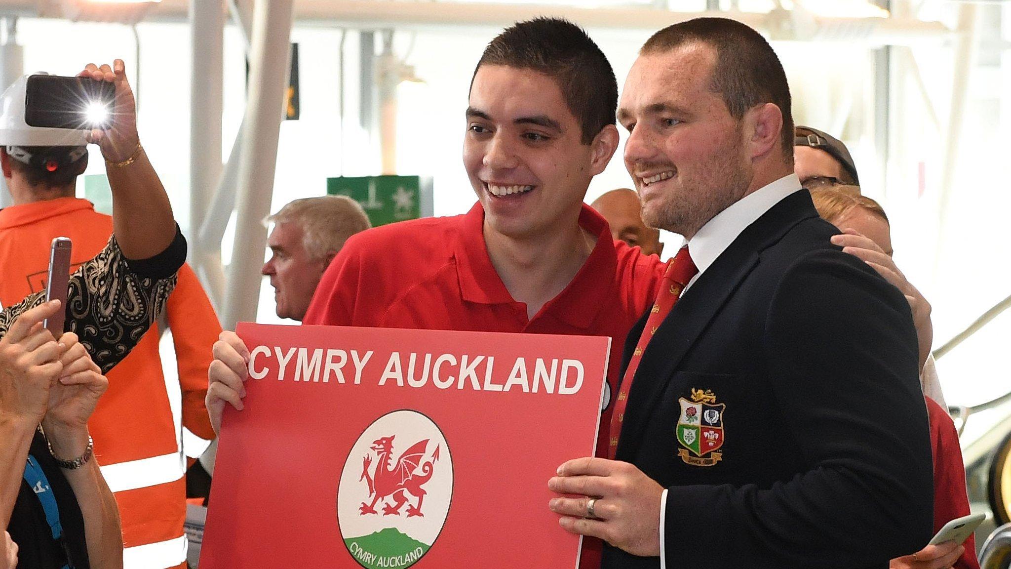 Ken Owens is greeted in Auckland