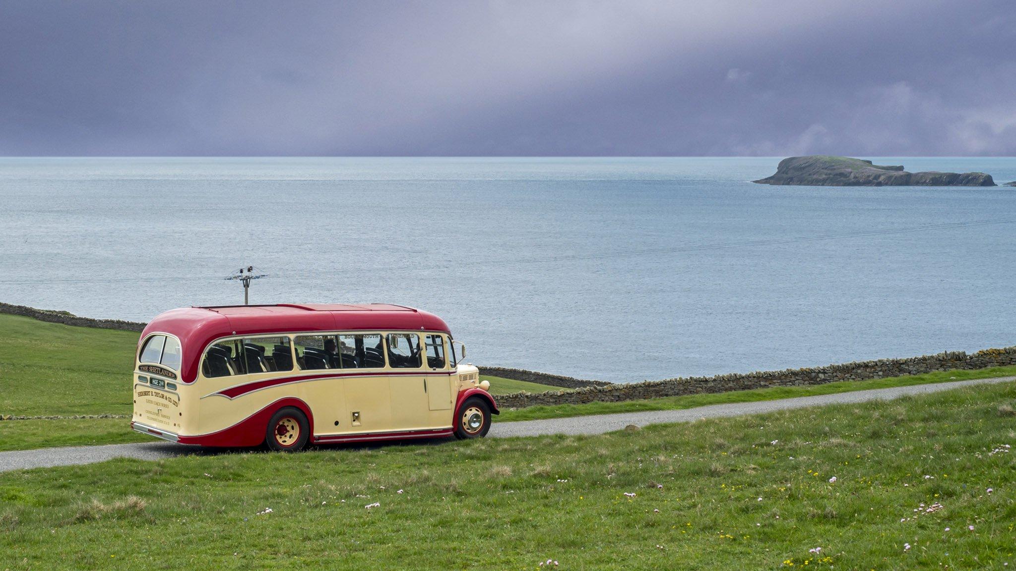 Coach on a cosatal road