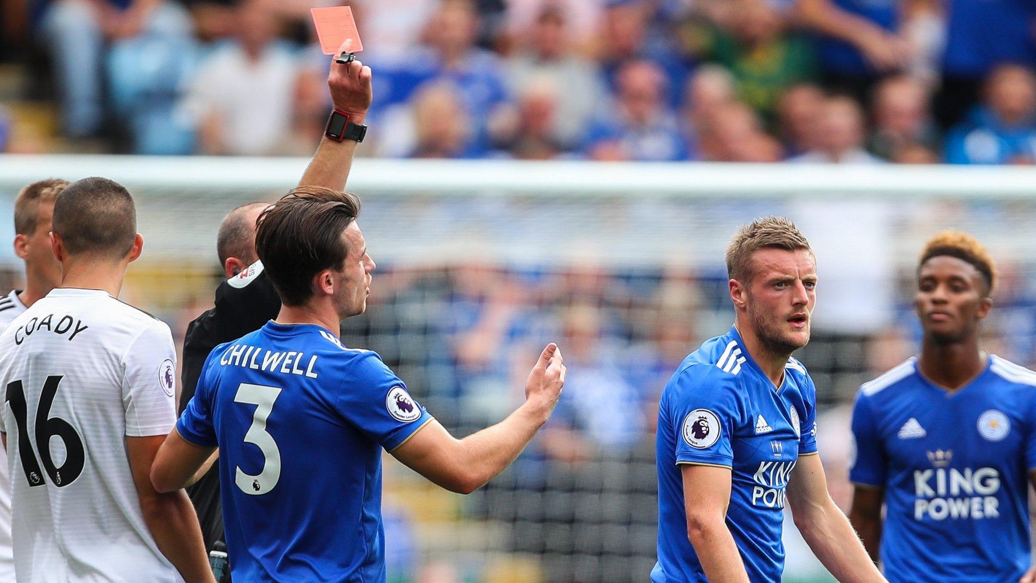 Jamie Vardy is sent-off for Leicester