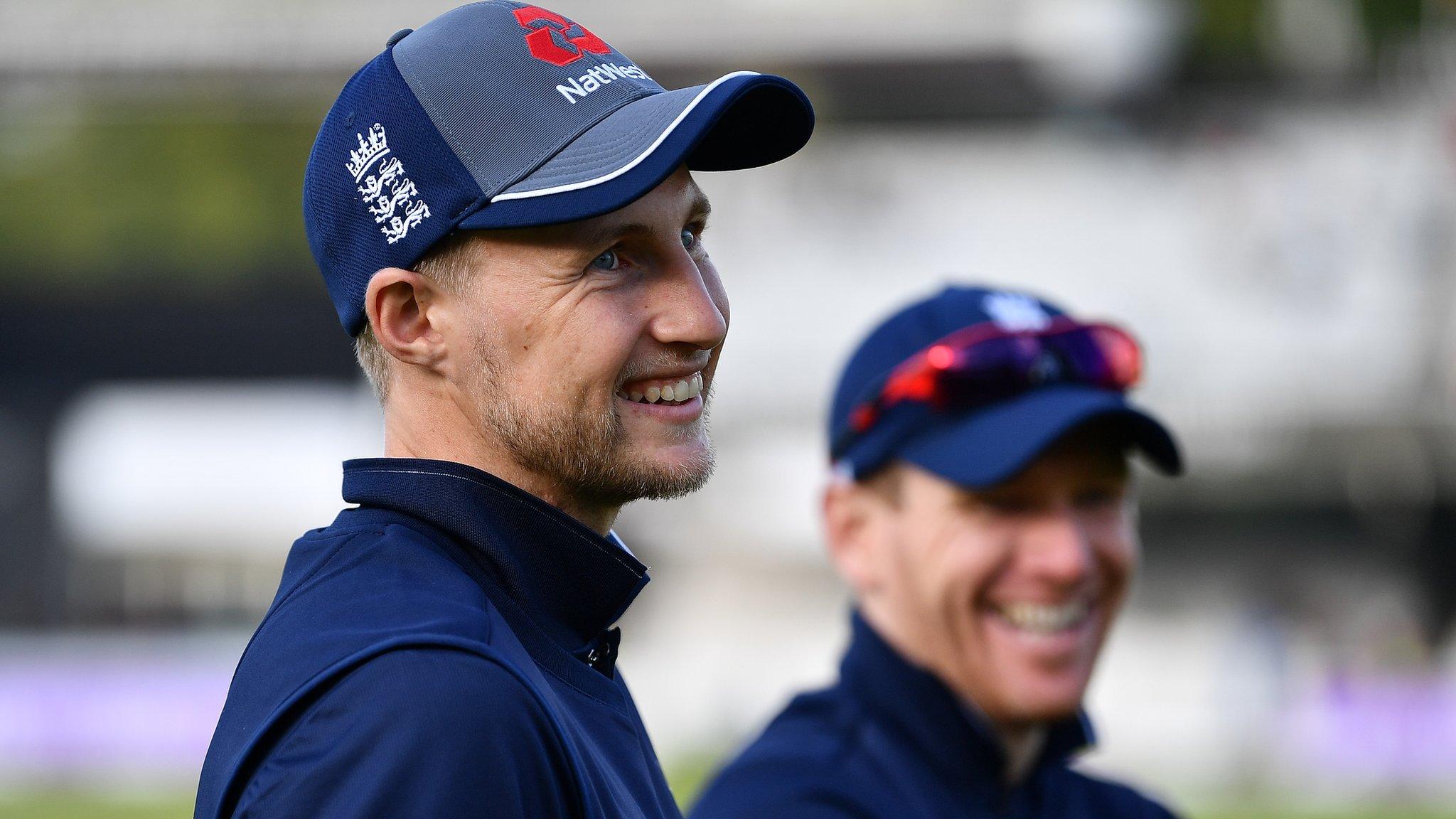 Joe Root and Eoin Morgan smile after England beat Ireland by 85 runs at Lord's