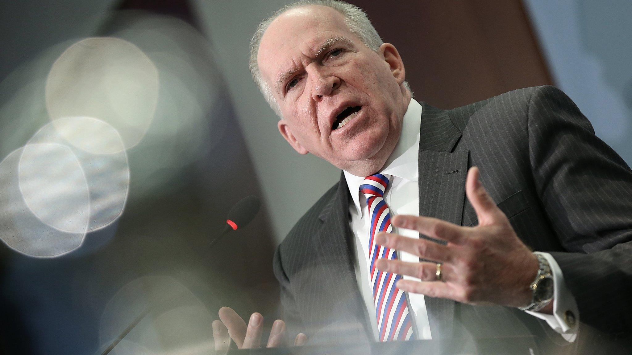 CIA Director John Brennan answers questions after delivering remarks at the Center for Strategic and International Studies November 16, 2015 in Washington, DC