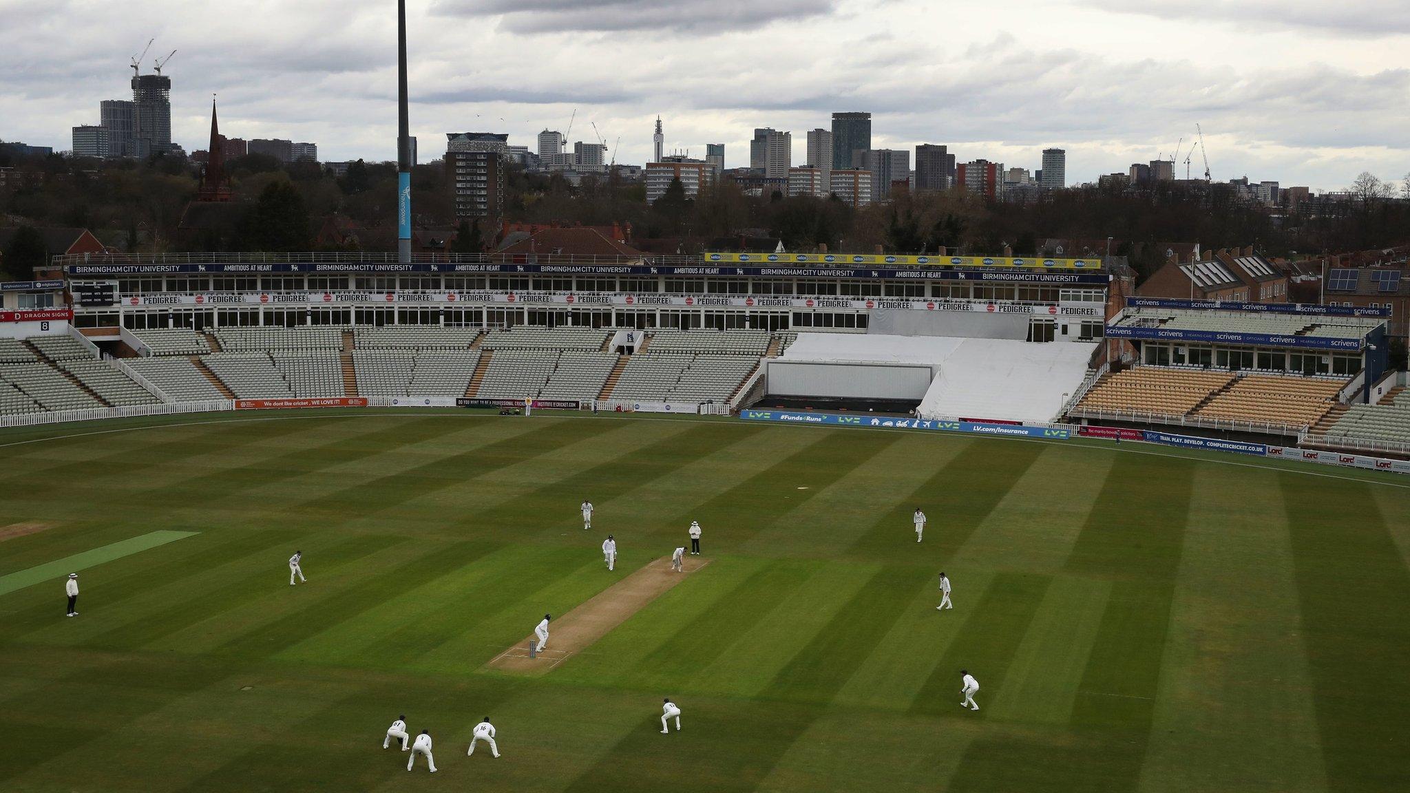 Edgbaston was under cloud cover for a second day for Warwickshire's meeting with Derbyshire