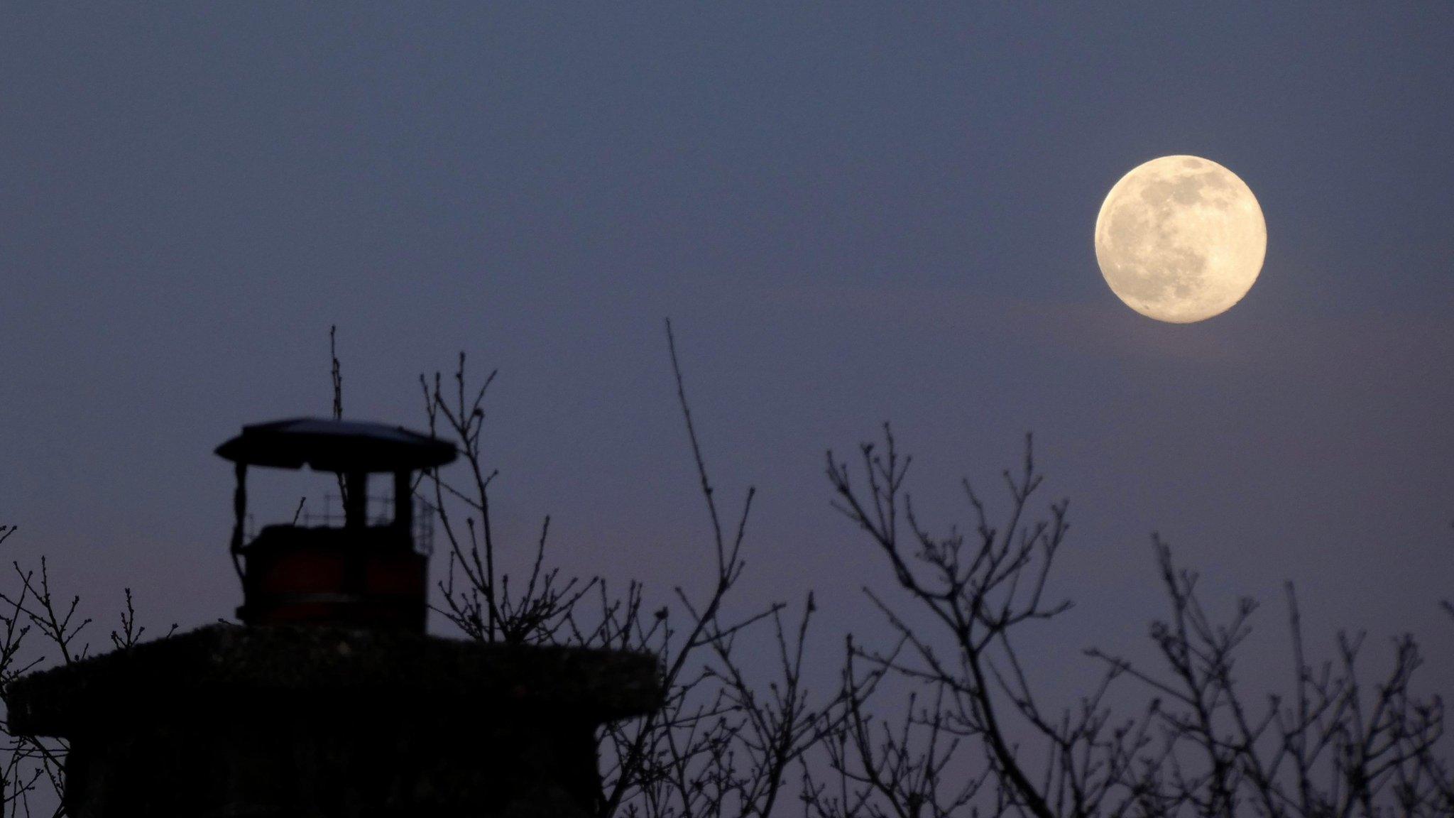 Worm Moon over Elton, Derbyshire