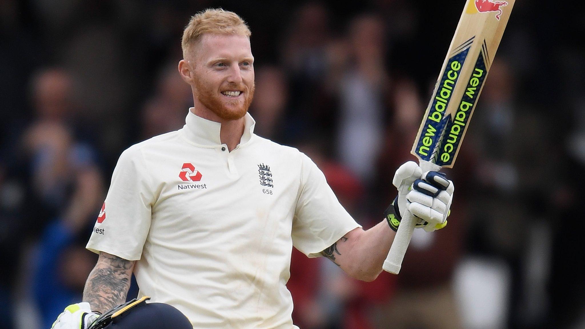 Ben Stokes celebrates his hundred