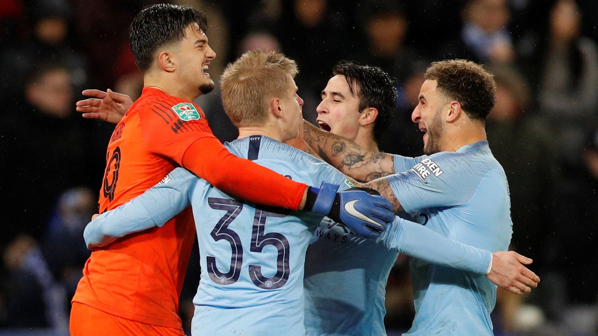 Manchester City players celebrate