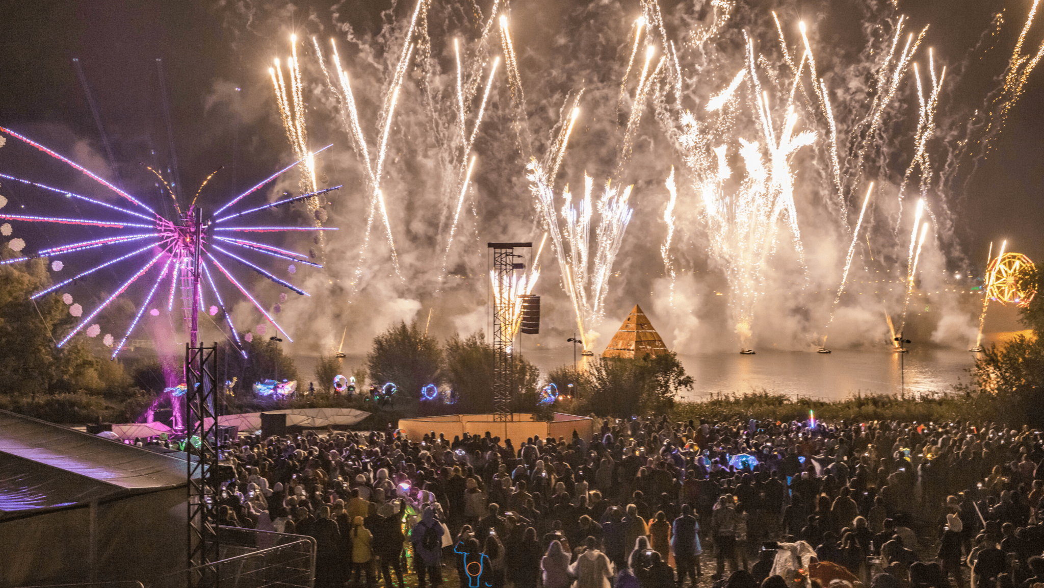 Fireworks over the Secret Garden Party site