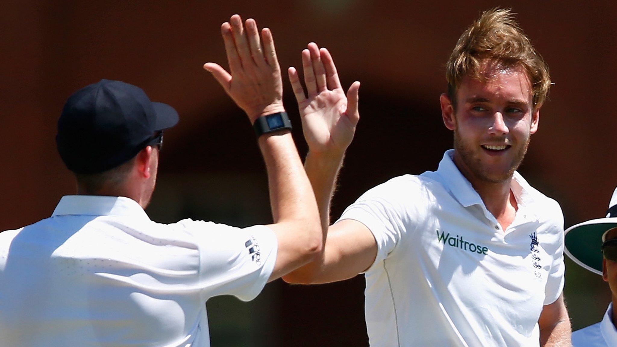 Stuart Broad celebrates a wicket