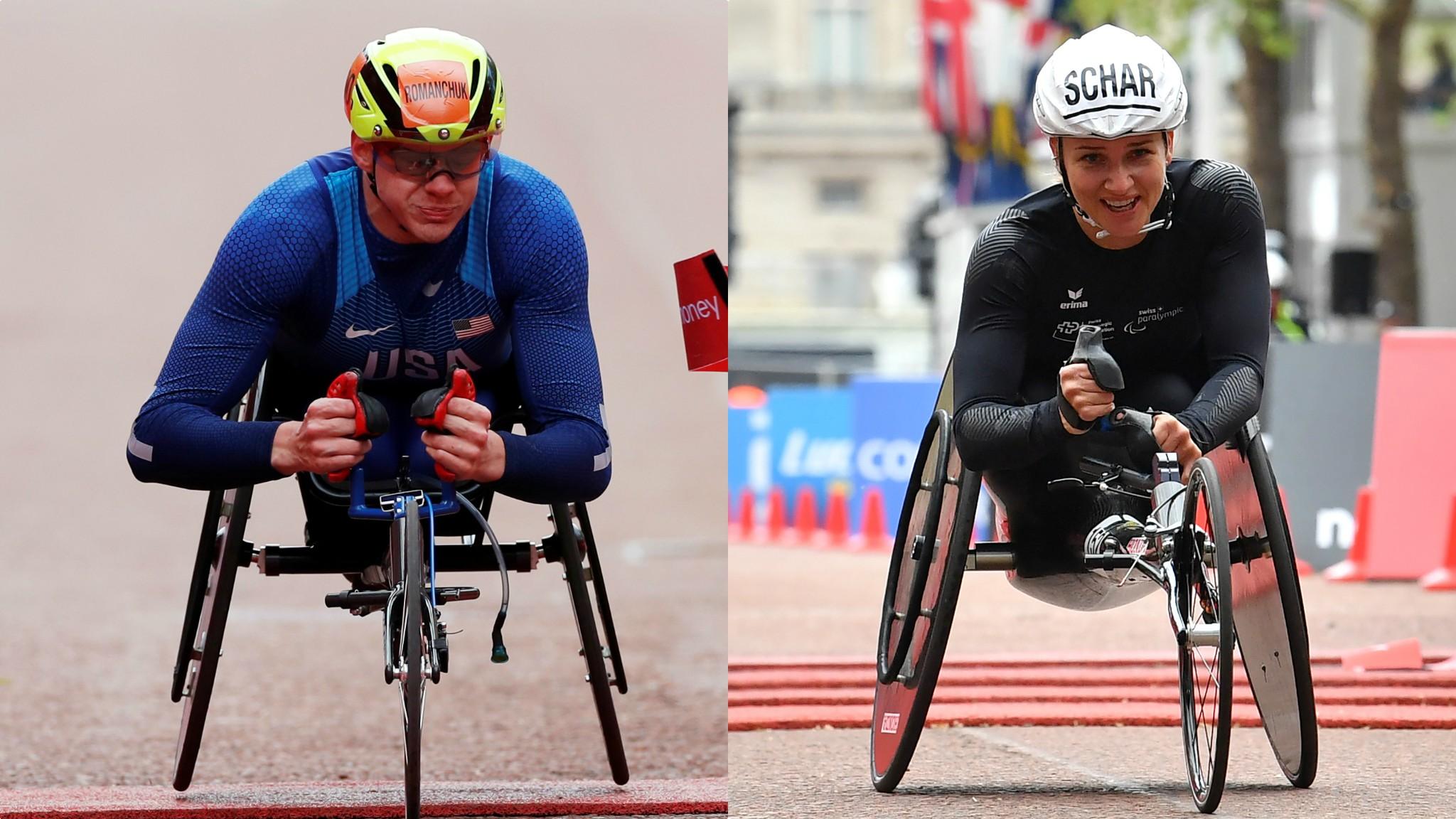 Daniel Romanchuk and Manuela Schar cross the finish line