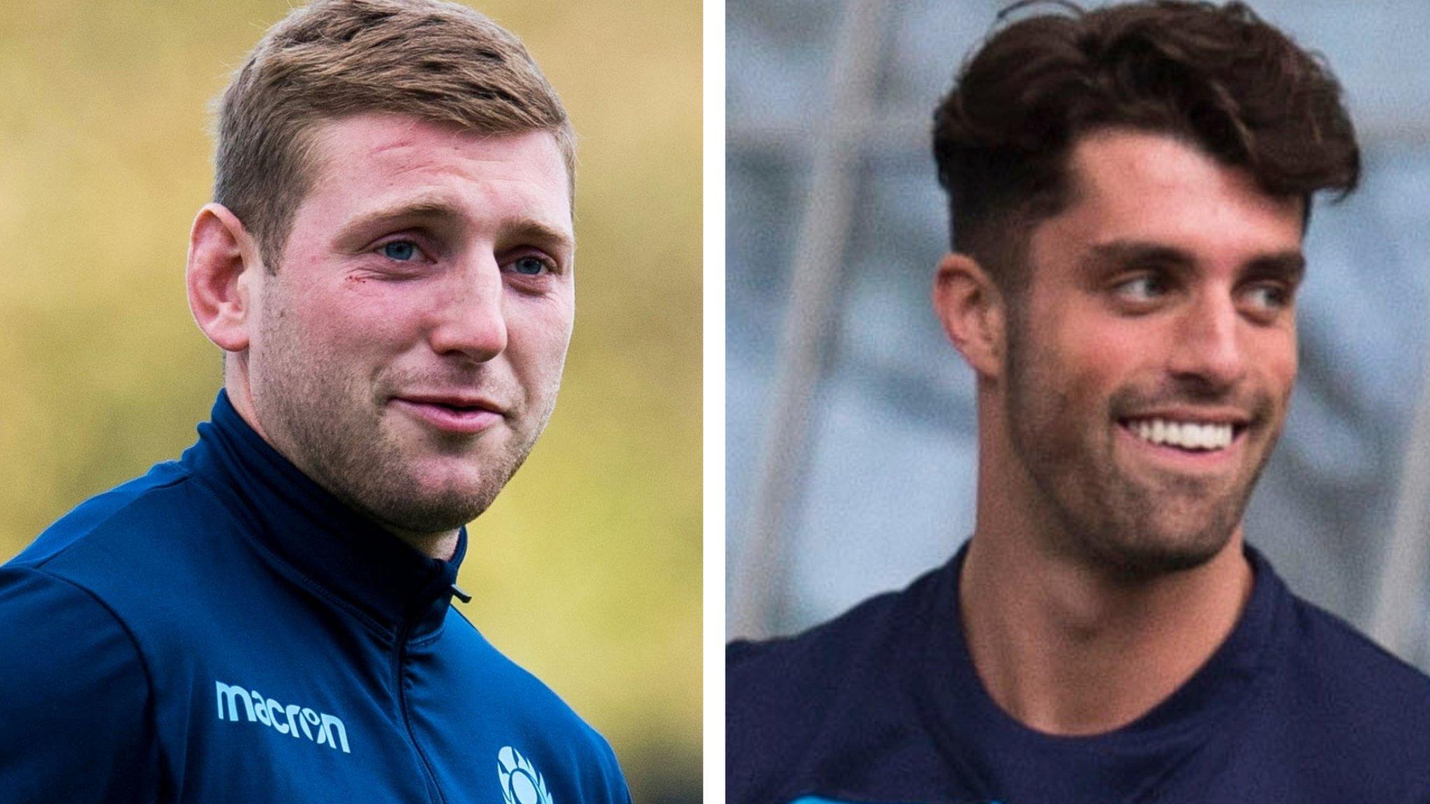 Finn Russell and Adam Hastings in Scotland training