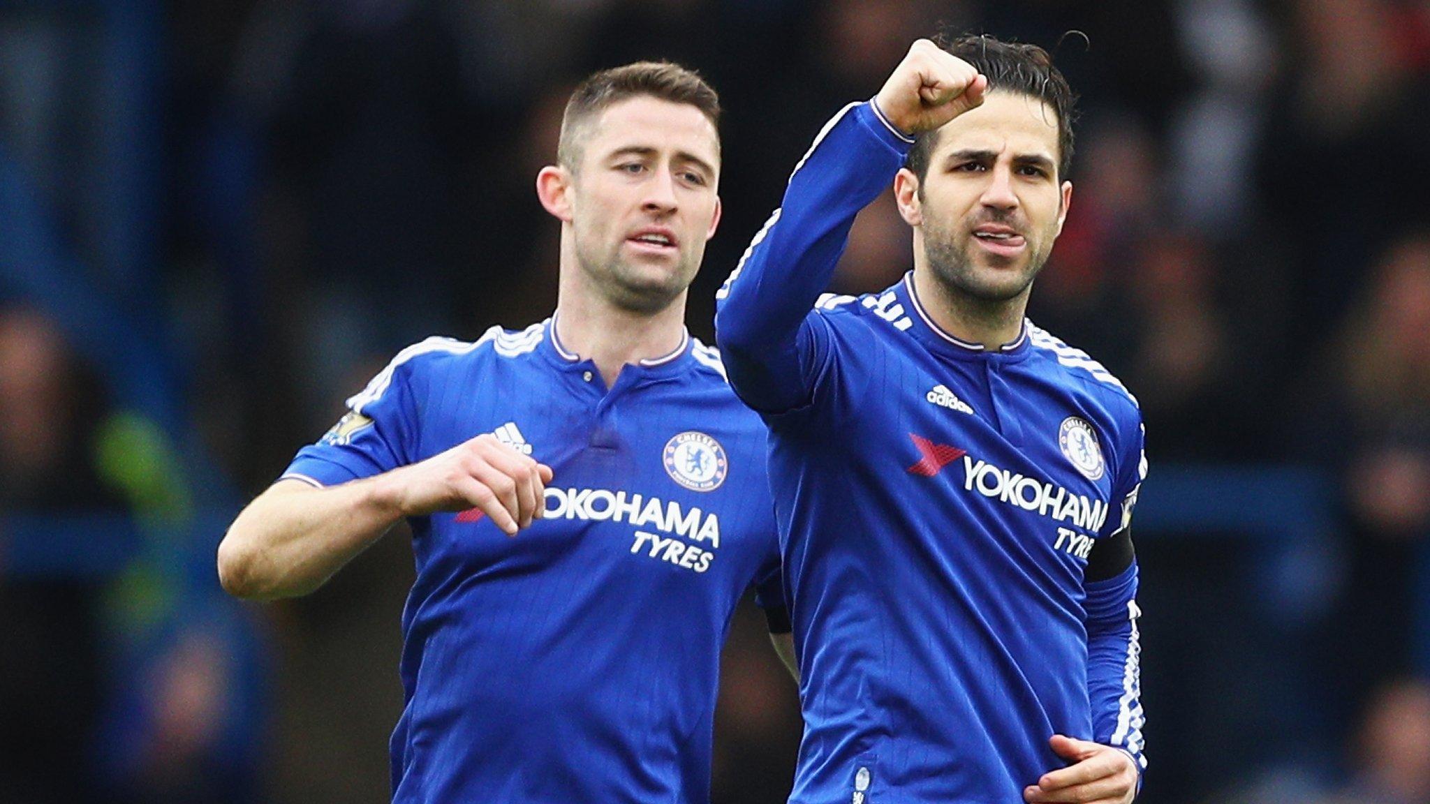 Cesc Fabregas celebrates his goal with Gary Cahill