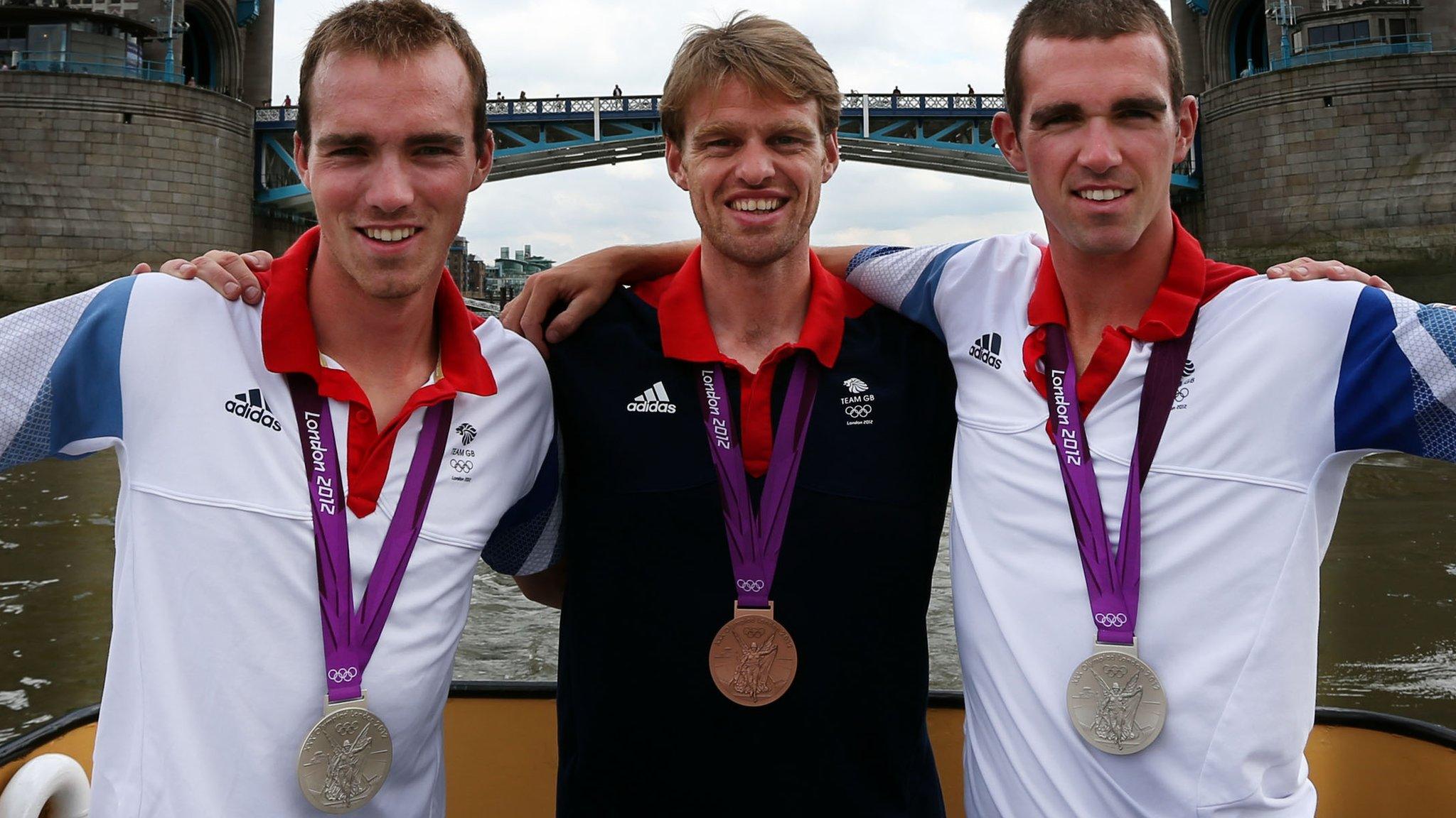 London 2012 medallists Peter Chambers, Alan Campbell and Richard Chambers