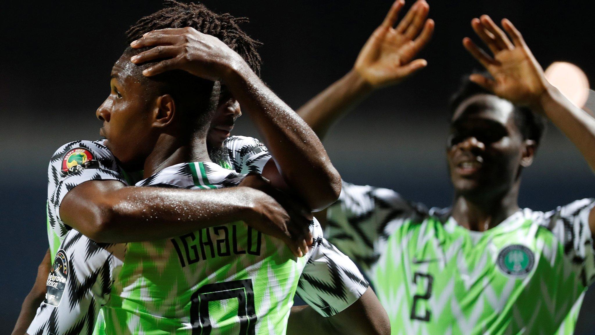 Odion Ighalo celebrates after scoring for Nigeria against Burundi