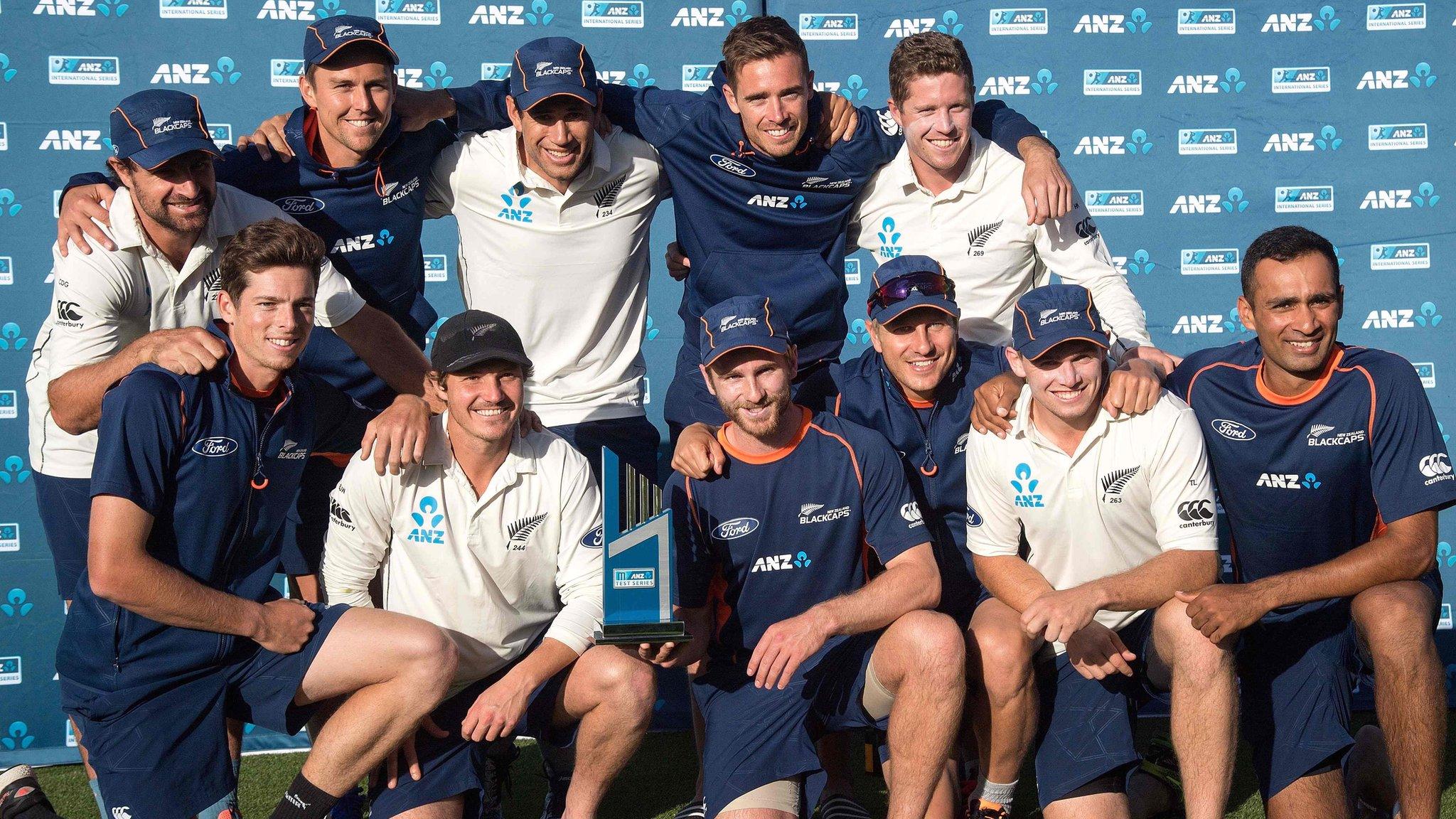 New Zealand with the Test series trophy