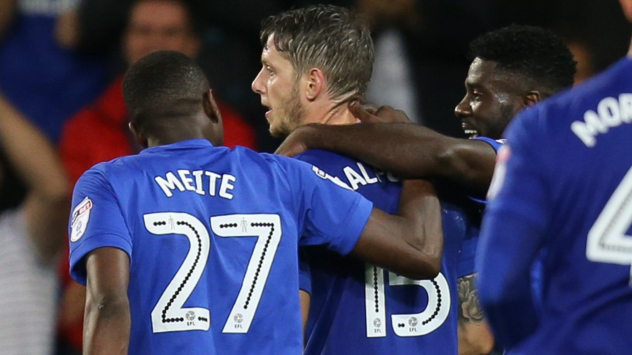 Greg Halford celebrates his winner against Portsmouth