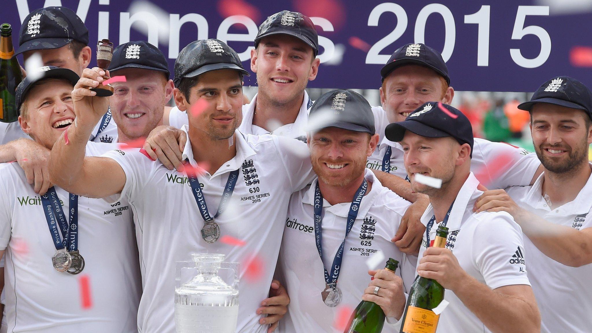 England celebrate winning the series 3-2