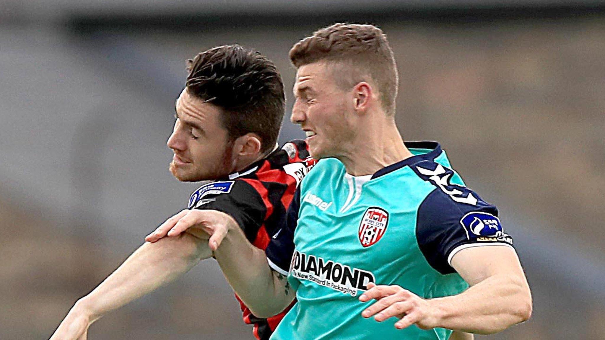 Action from Bohemians v Derry City at Dalymount Park