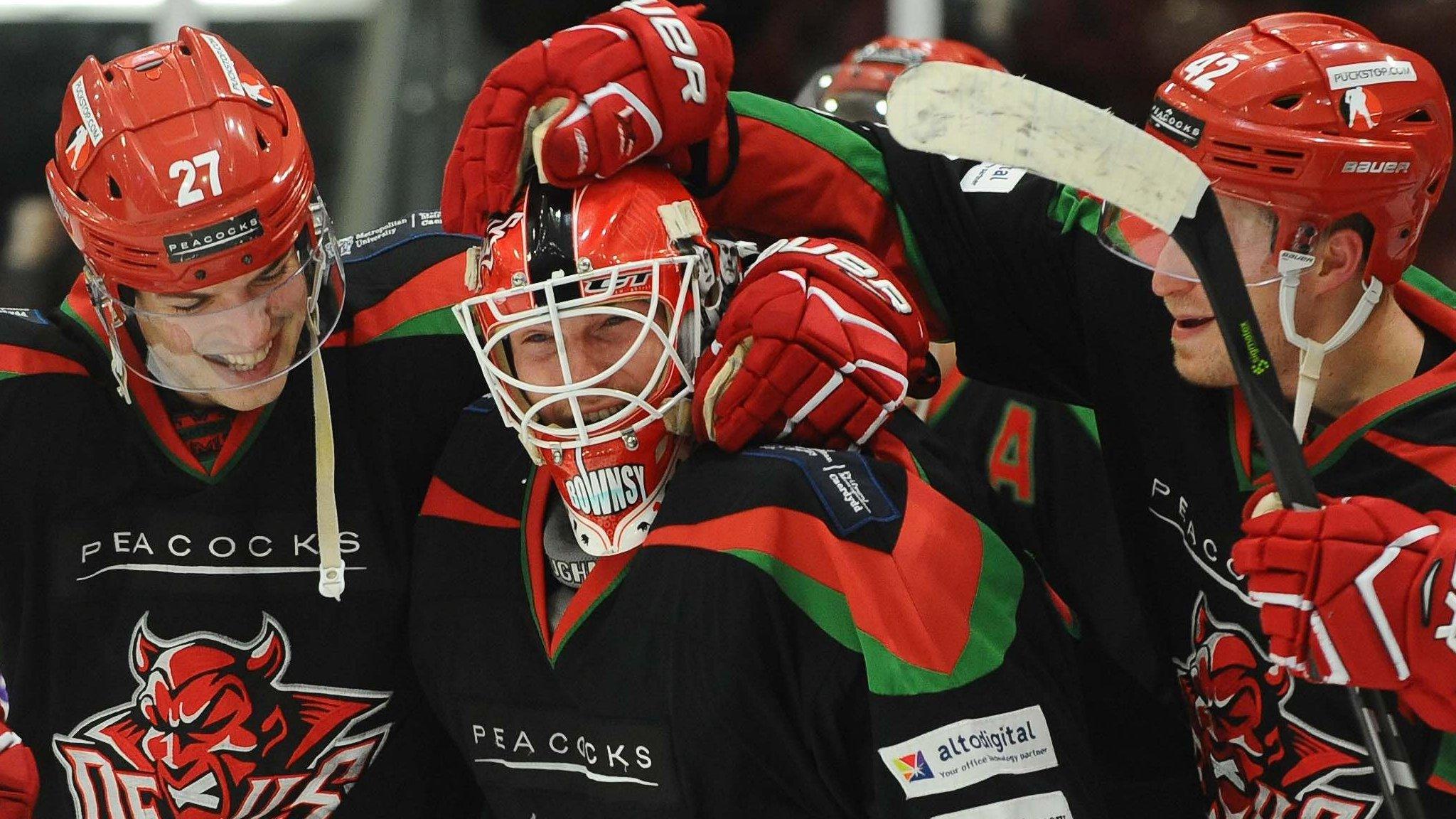 Ben Bowns is congratulated for his Man-of-the-Match efforts against Steelers