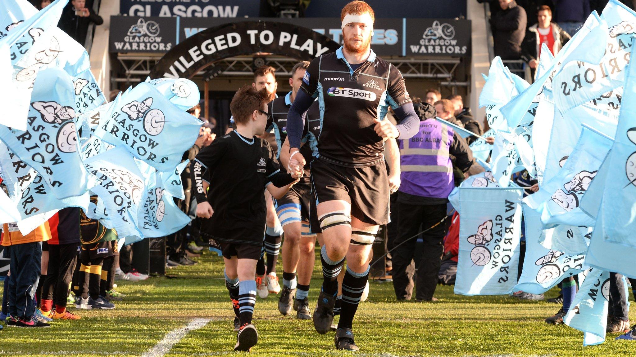 Glasgow Warriors run out at Scotstoun