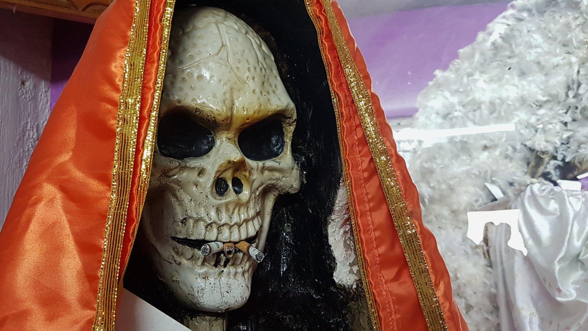 A statue of Santa Muerte in a temple in Guadalajara