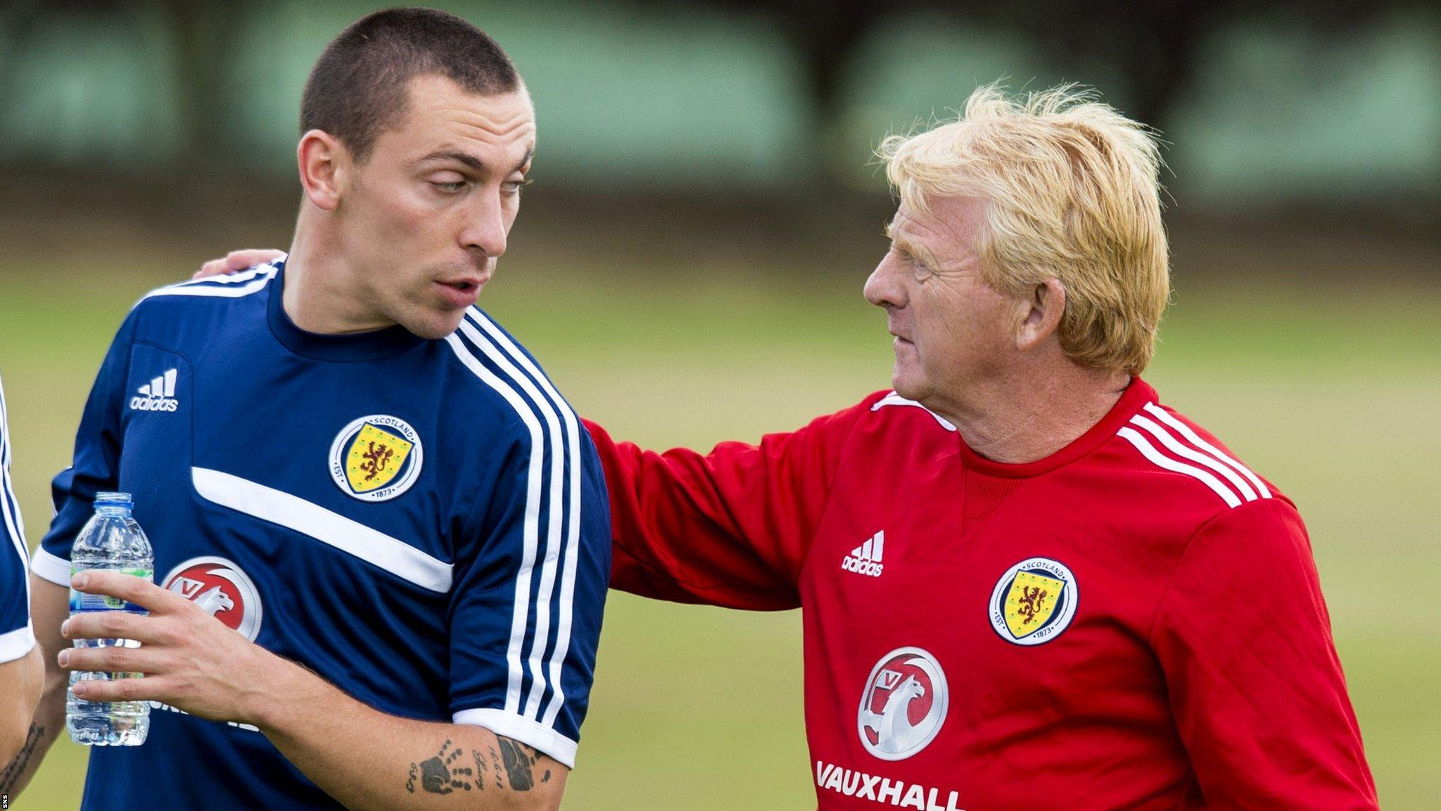 Scott Brown with Scotland manager Gordon Strachan