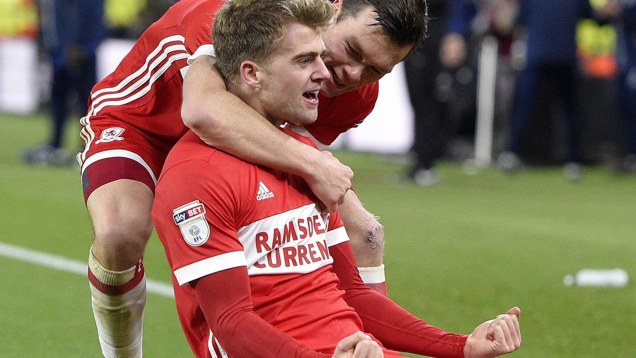 Patrick Bamford celebrates scoring for Middlesbrough against Ipswich