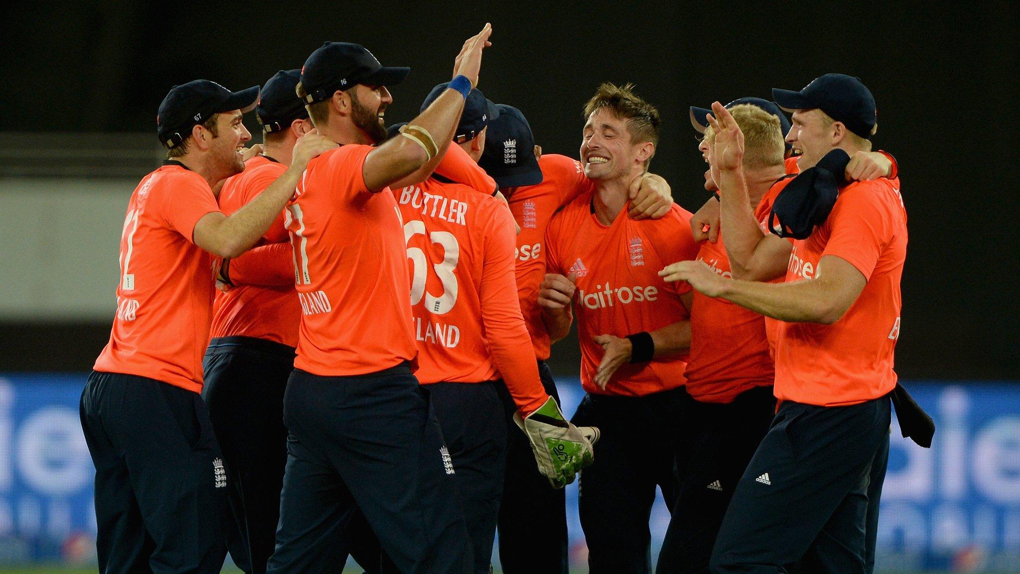 England celebrate winning