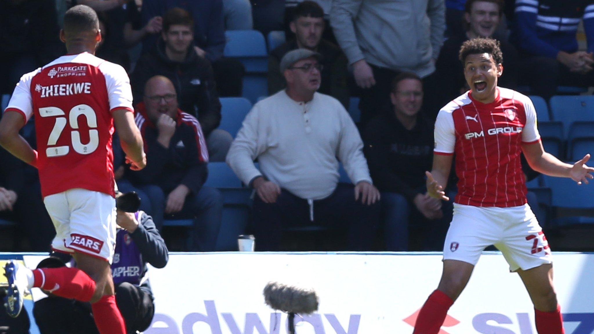 Rarmani Edmonds-Green celebrates his goal for Rotherham