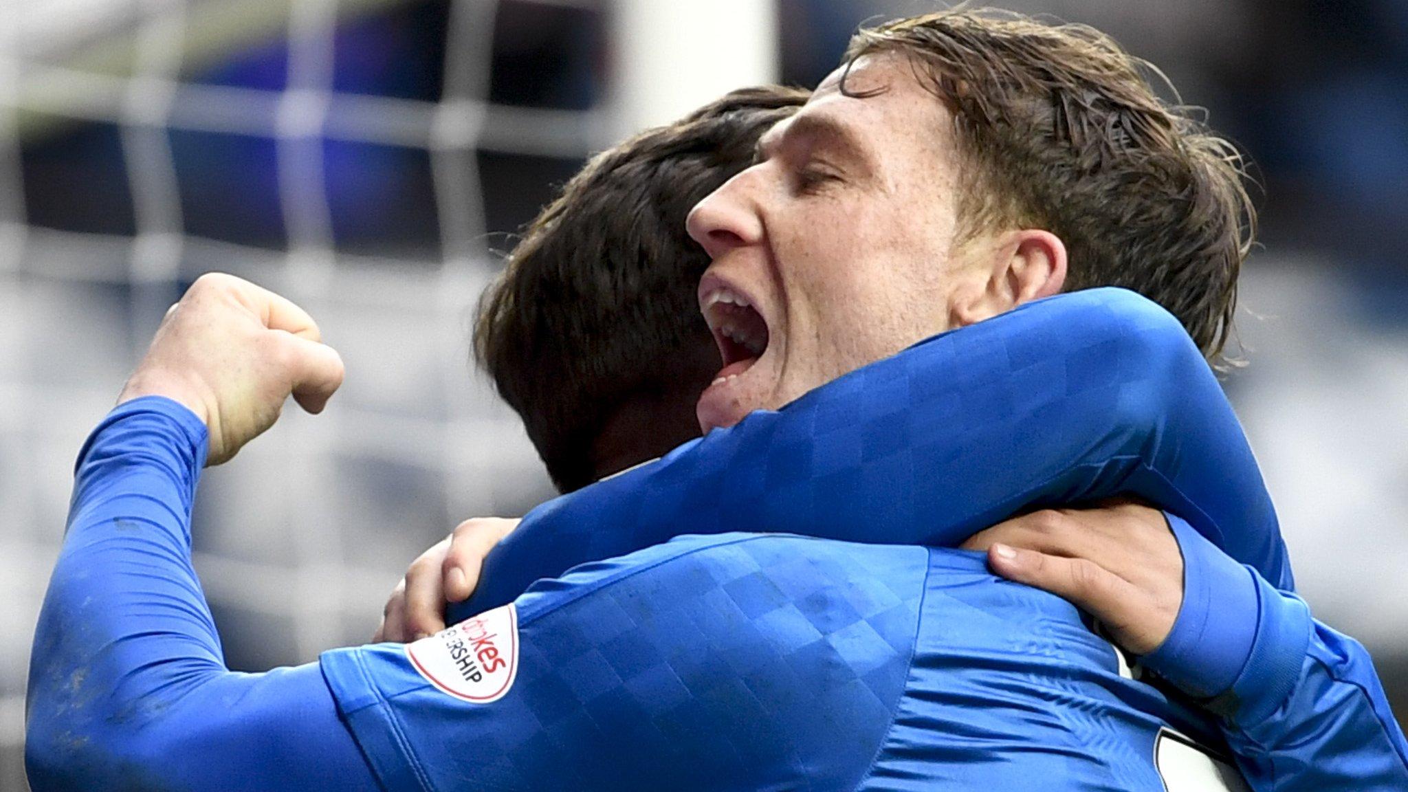 Joe Garner celebrates for Rangers