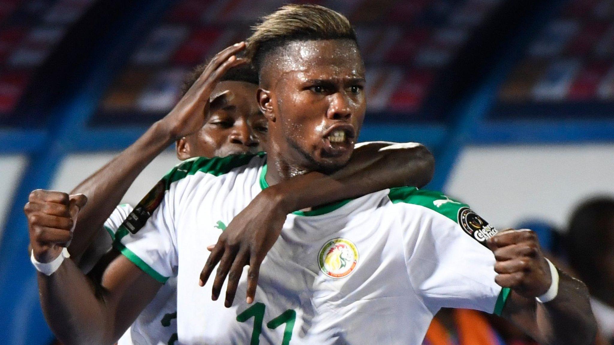 Inter Milan forward Keita Balde celebrates scoring for Senegal