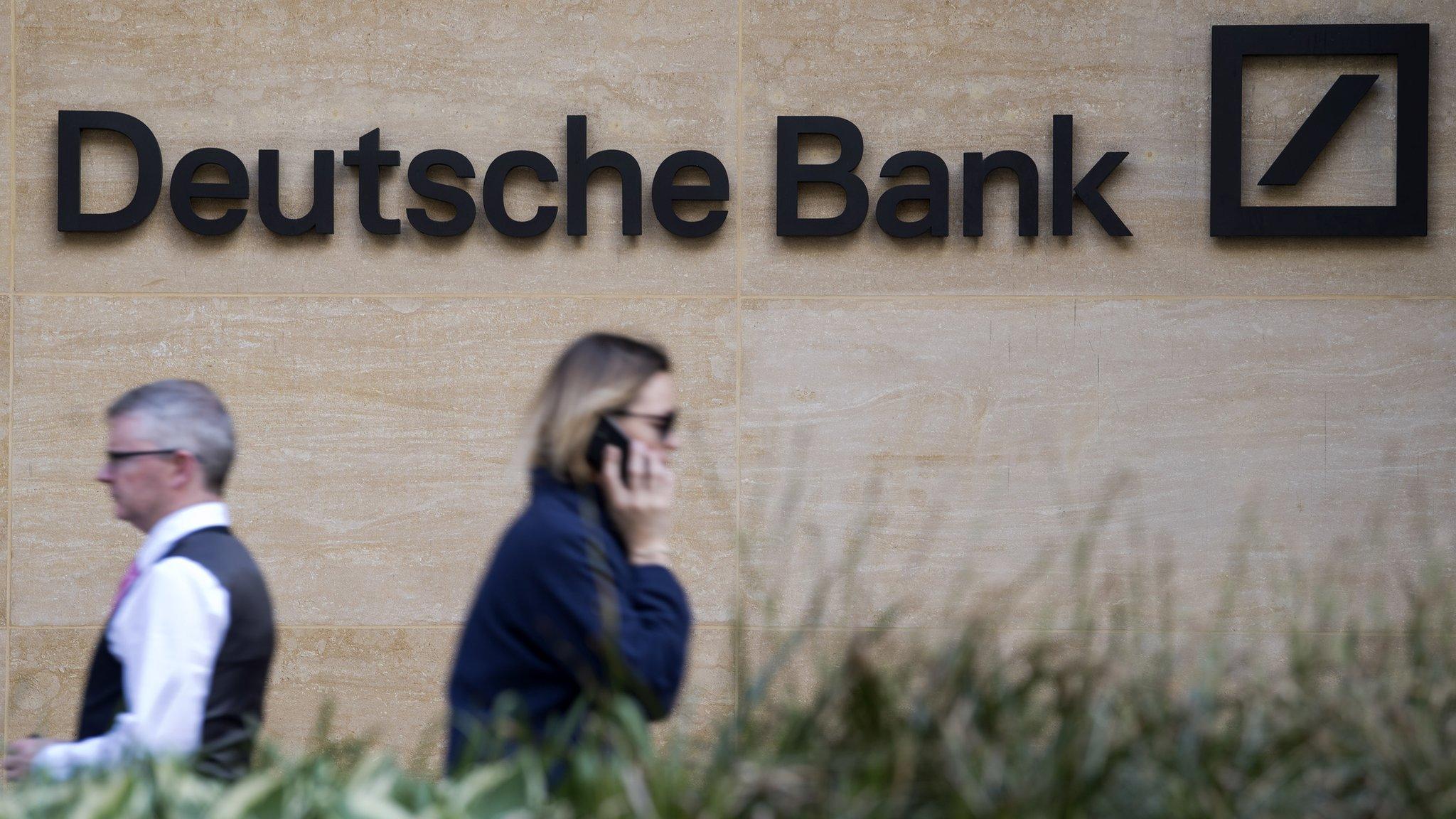 A view of the headquarters of German bank Deutsche Bank in London on May 5, 2017