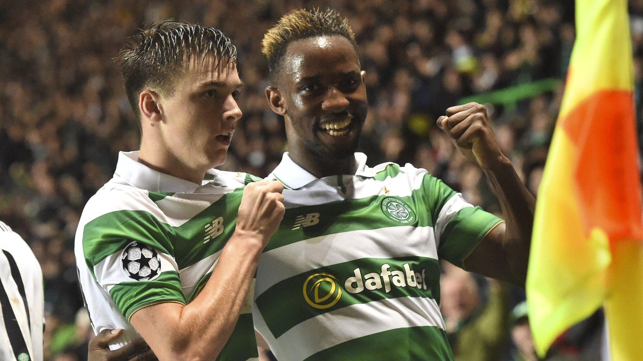 Moussa Dembele celebrates scoring Celtic's opening goal