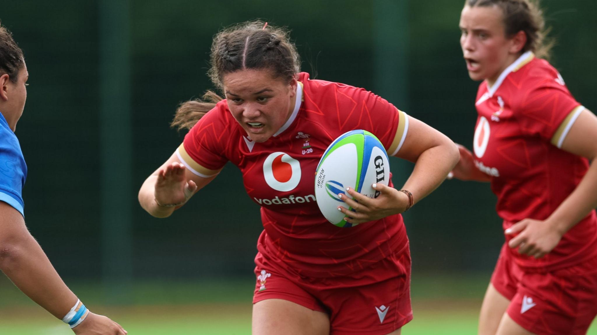 Jorja Aiono of Wales charges forward