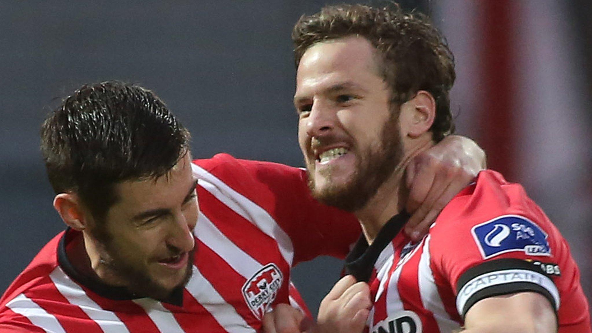 Aaron Barry and Ryan McBride of Derry City