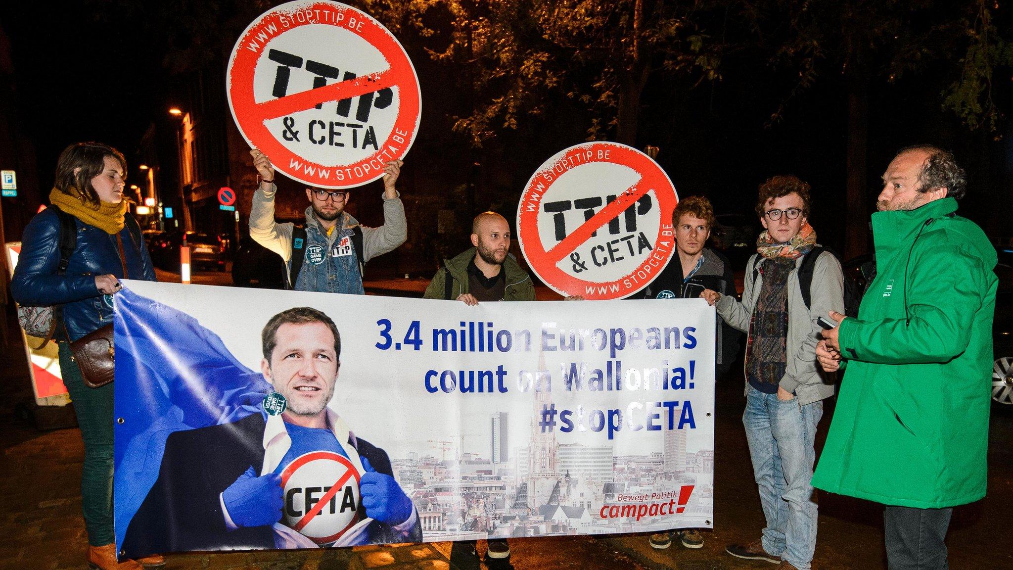 Demonstration calling for CETA to be blocked by Wallonia