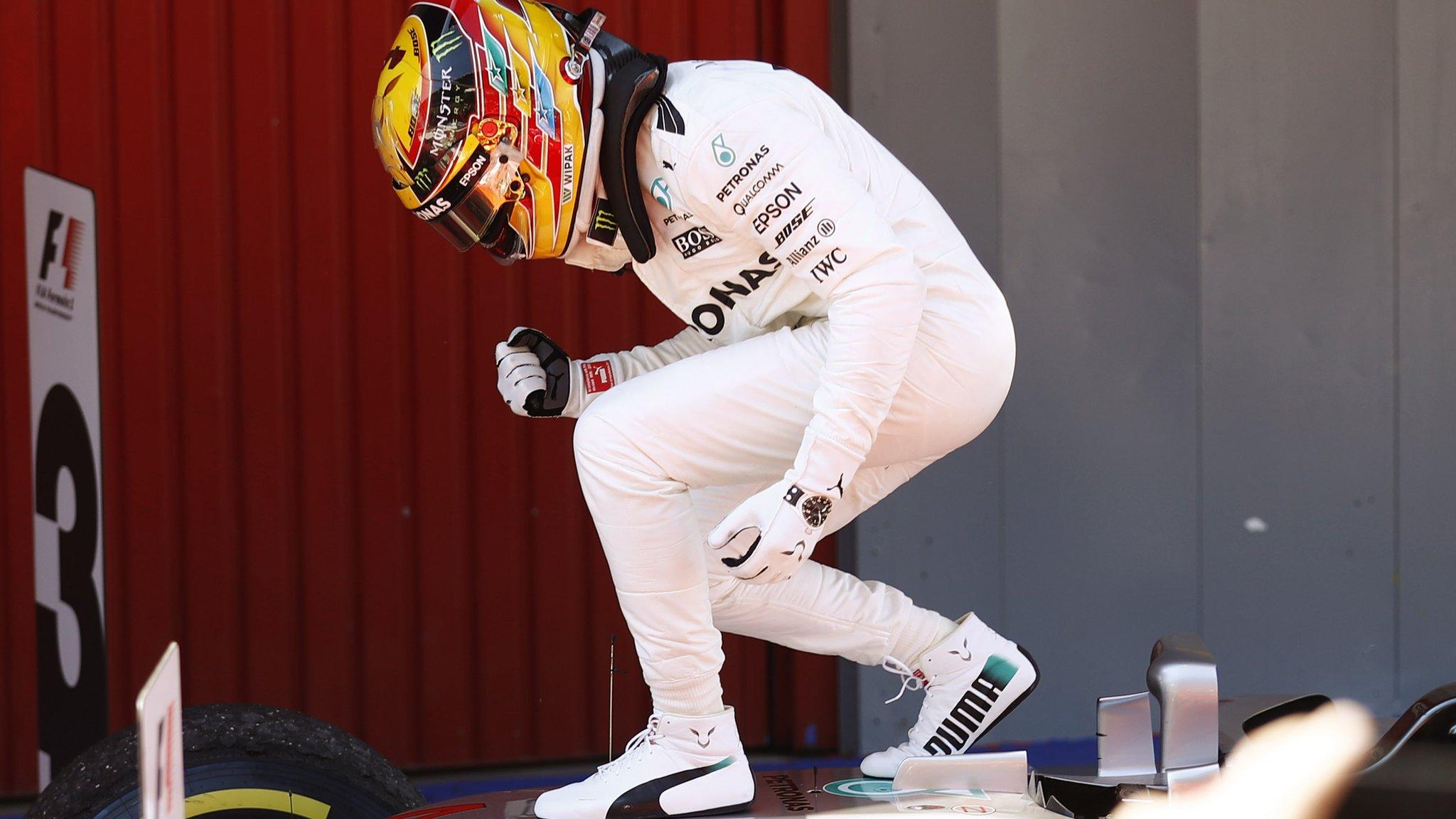 Lewis Hamilton celebrates