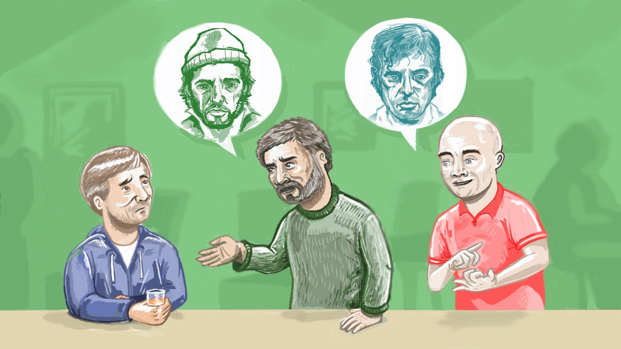 Illustration of Frank Burton participating in a pub quiz