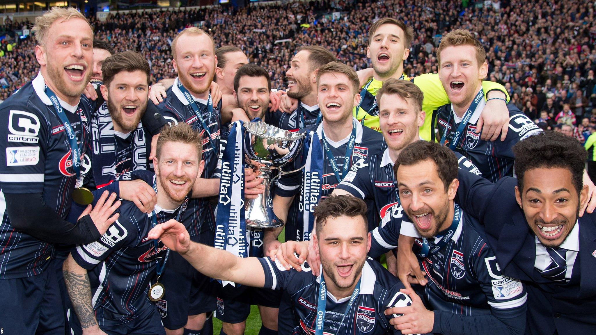 Ross County celebrate beating Hibs 2-1 to win their first major trophy