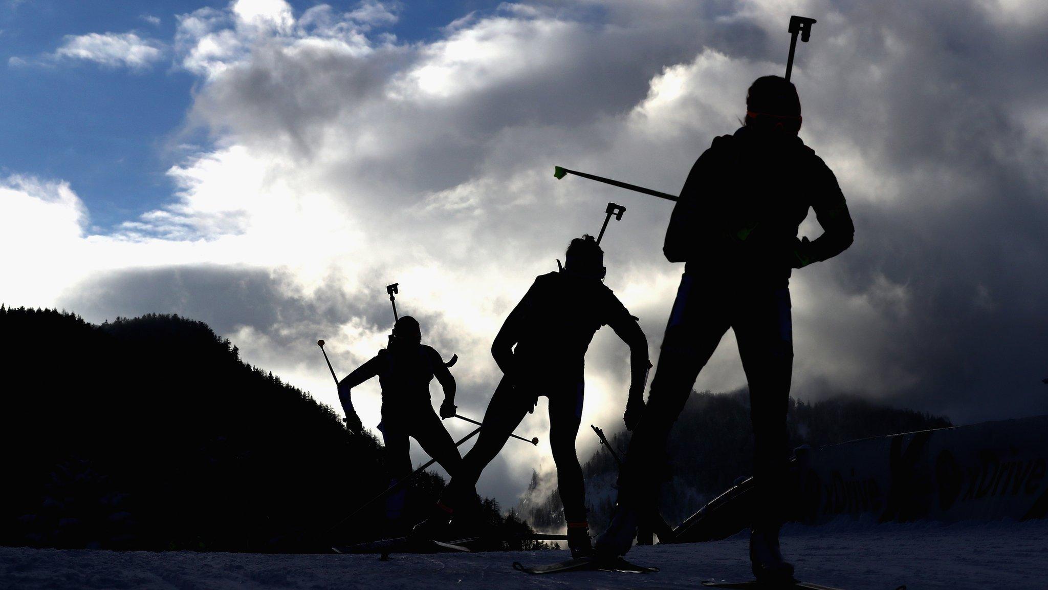 Biathletes in action