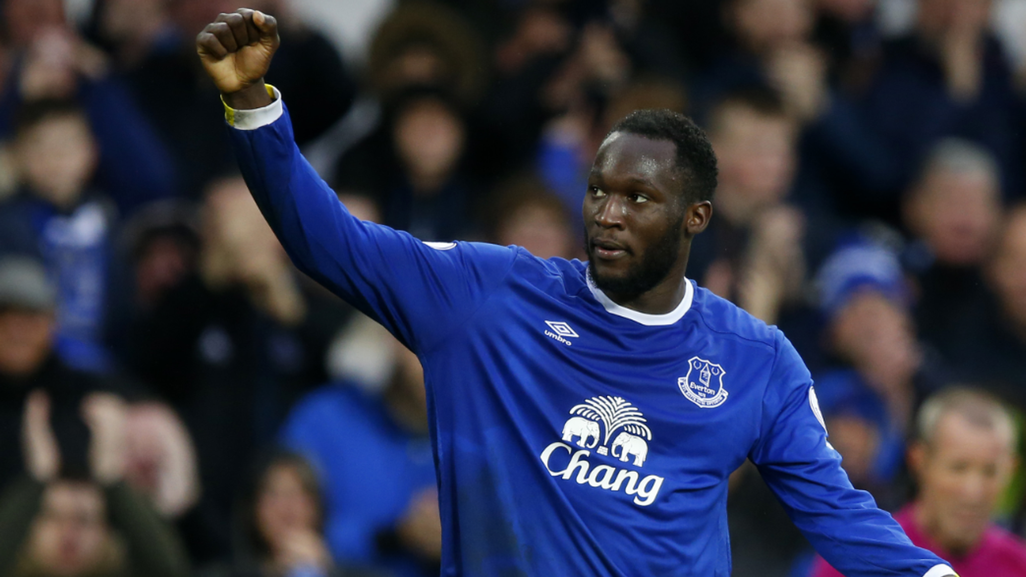 Romelu Lukaku celebrates scoring for Everton against Hull