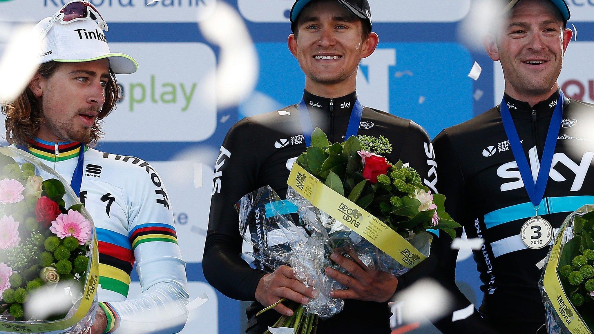 (l-r) Peter Sagan, Michal Kwiatkowski and Ian Stannard