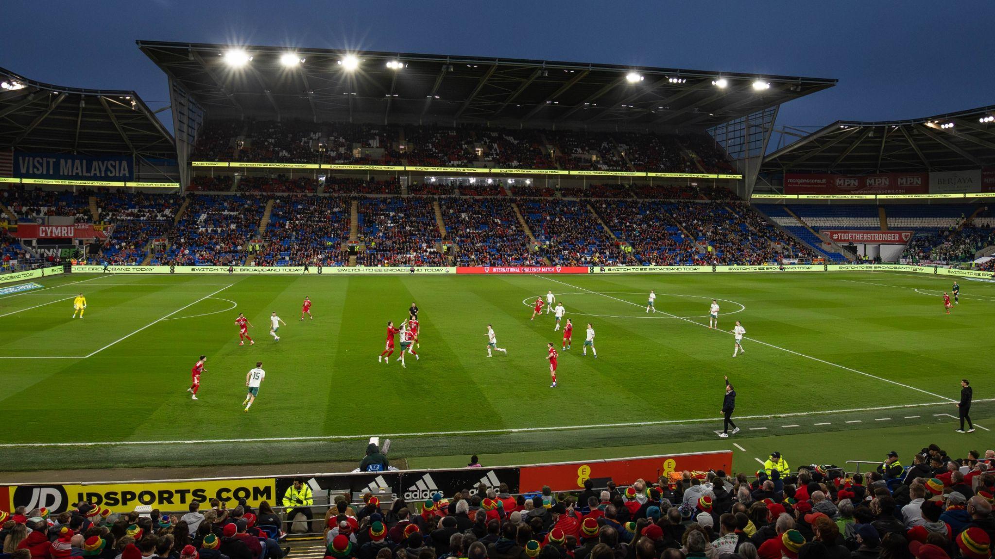Wales playing Northern Ireland at Cardiff City Stadium