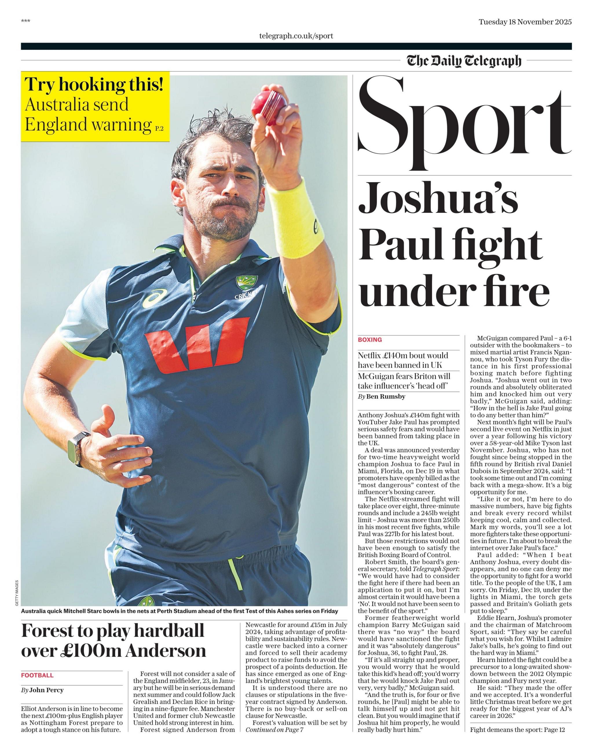 Daily Telegraph sports section